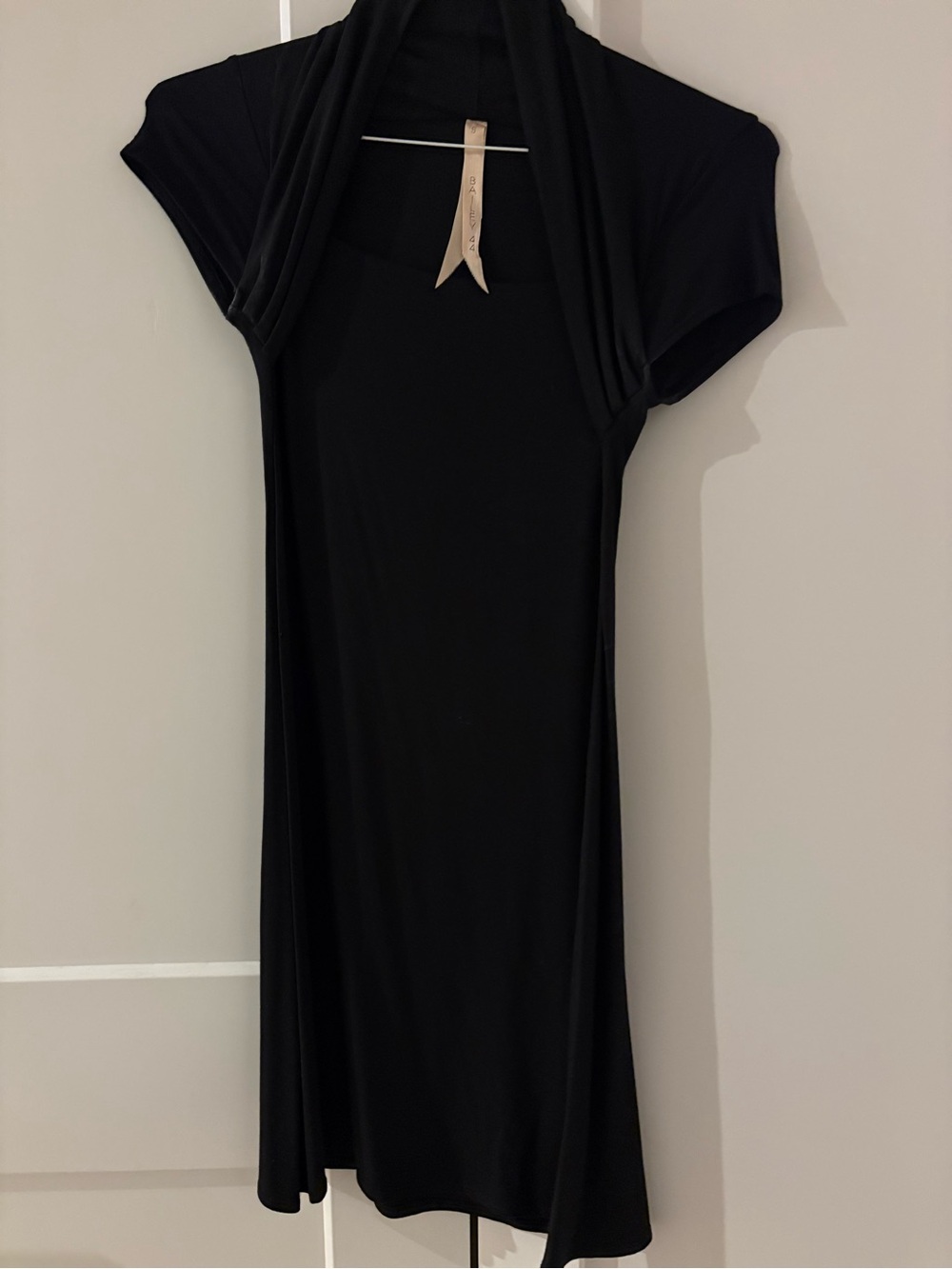 Black Short-Shirred Sleeve dress